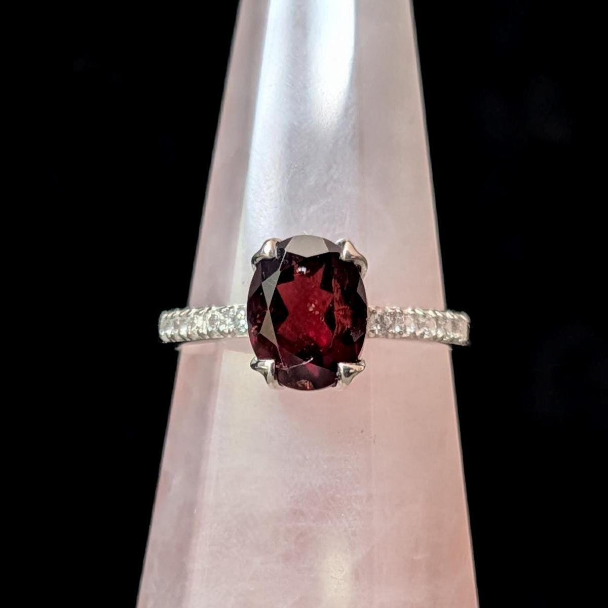 Gothic garnet and white topaz ring size 7 | 925 sterling silver *Seconds*