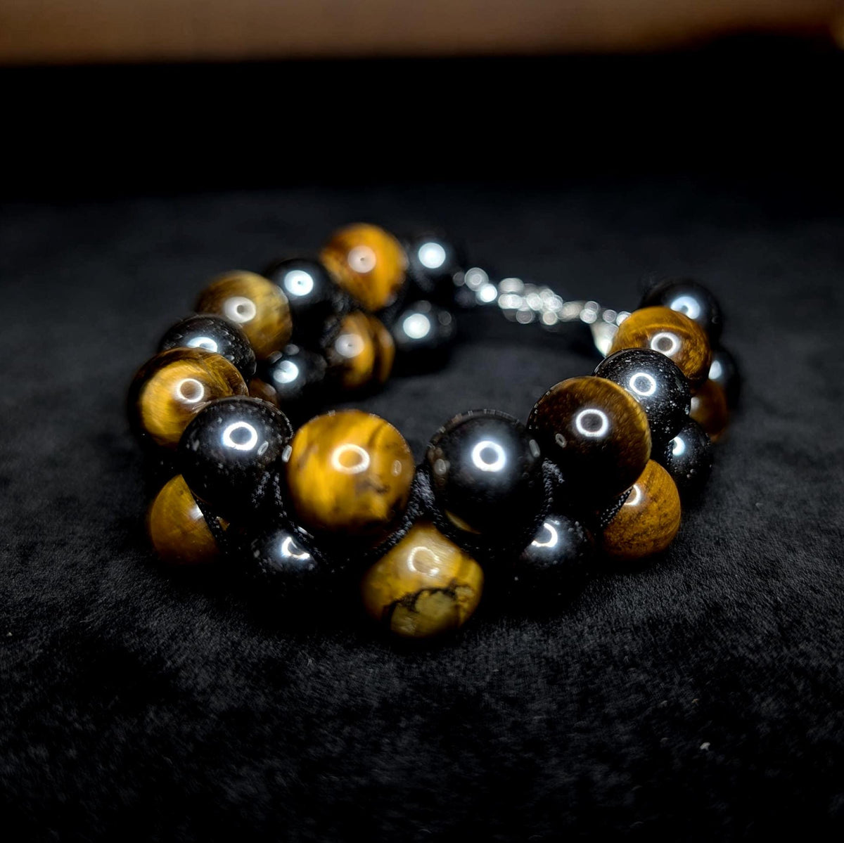 Tiger eye and hematite double row bracelet