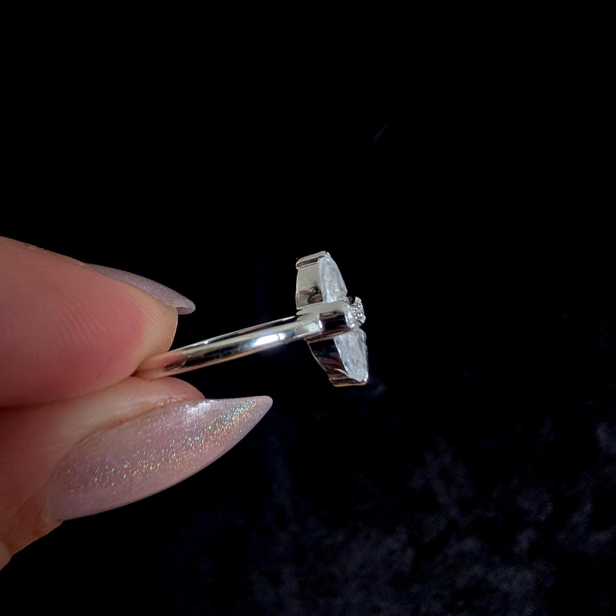 Marquise rainbow moonstone ring | 925 Sterling Silver