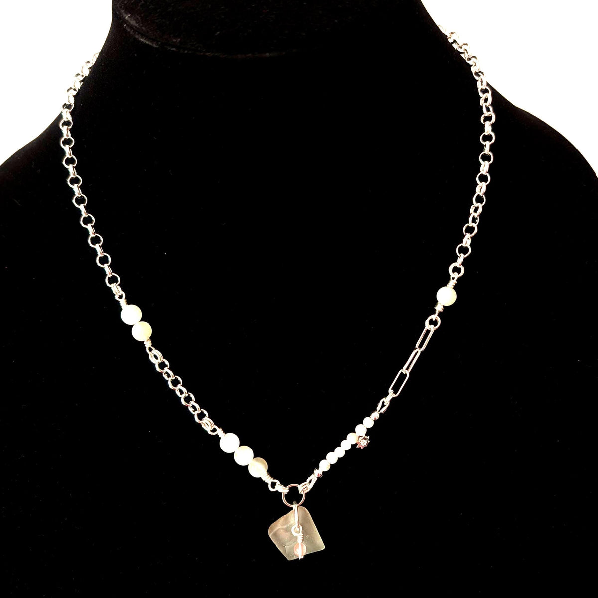 Aphrodite necklace with sea glass and shells