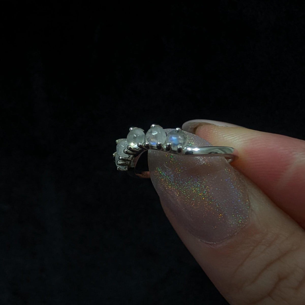 Crown rainbow moonstone ring | 925 Sterling Silver
