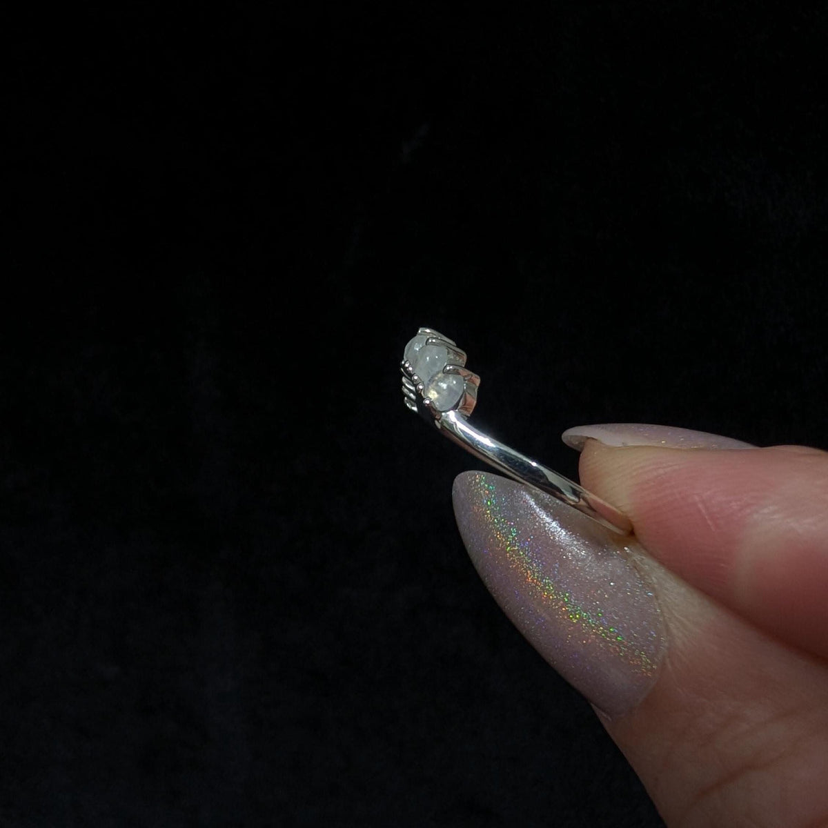 Crown rainbow moonstone ring | 925 Sterling Silver