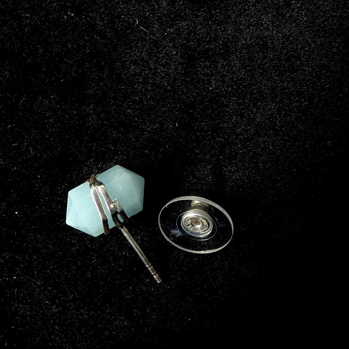 Aquamarine wire wrapped stud earrings | 925 sterling silver