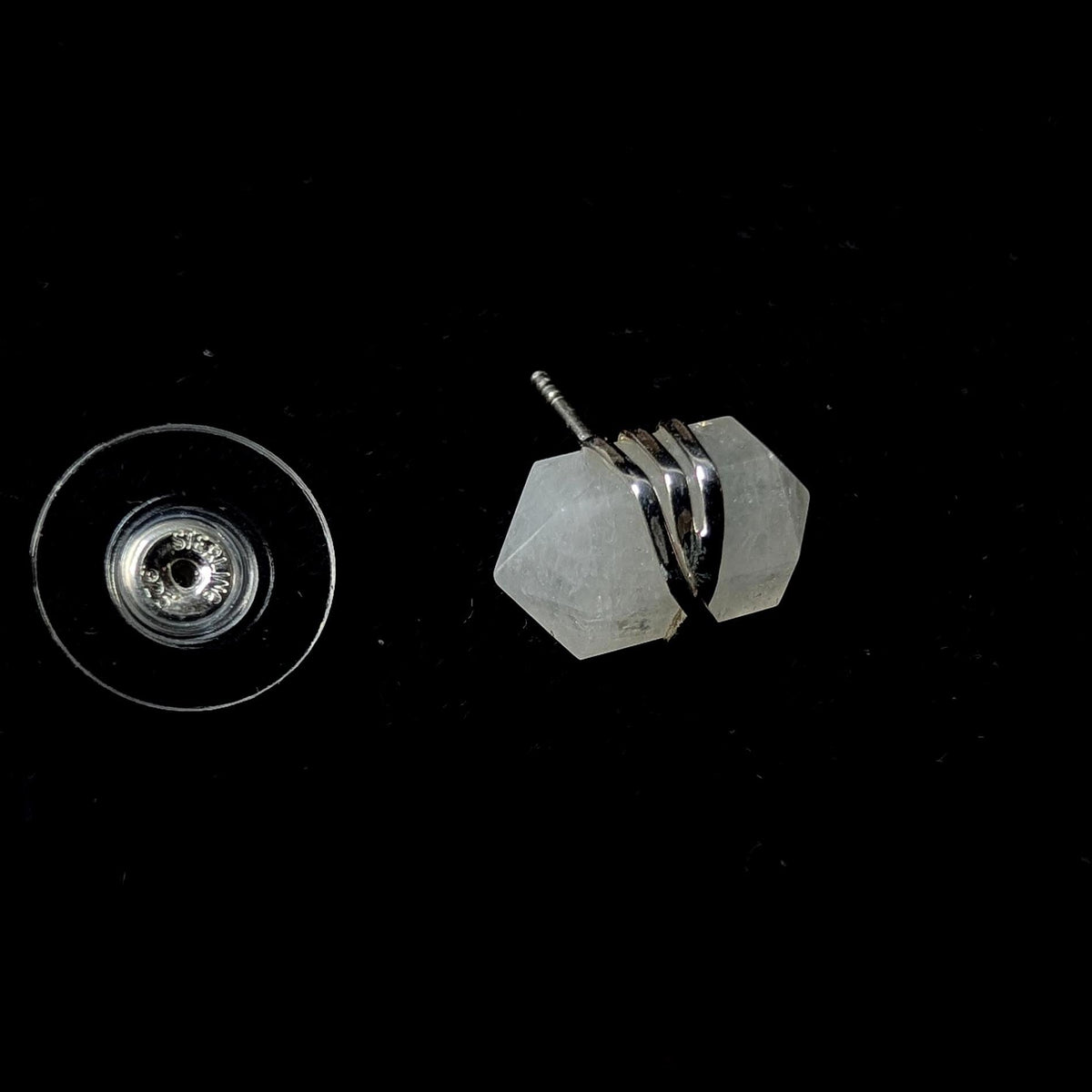 Rainbow moonstone wire wrapped stud earrings | 925 sterling silver