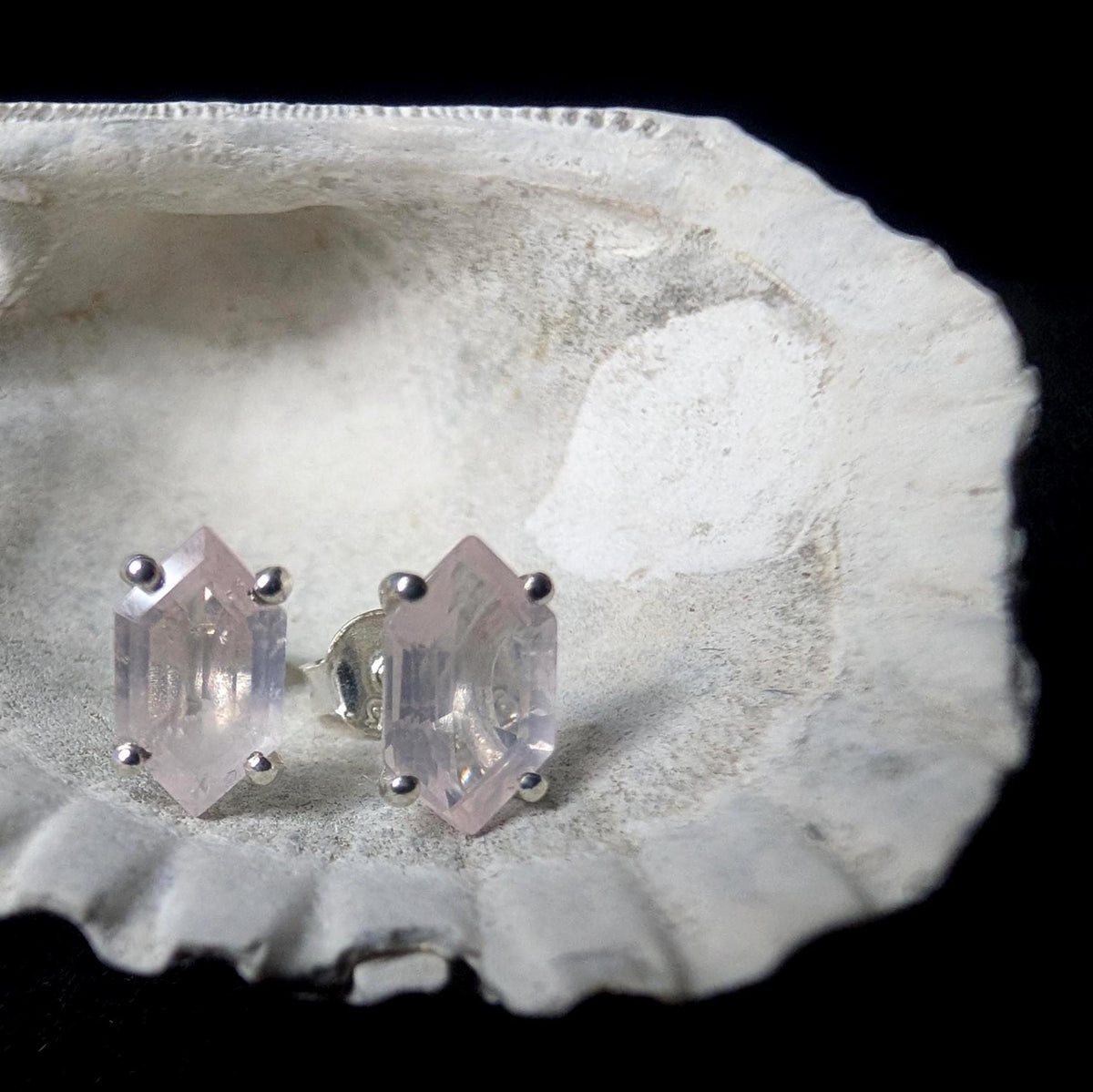 Rose quartz stud earrings | 925 sterling silver
