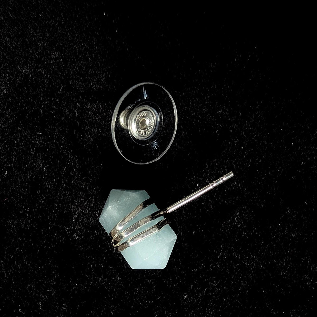 Aquamarine wire wrapped stud earrings | 925 sterling silver