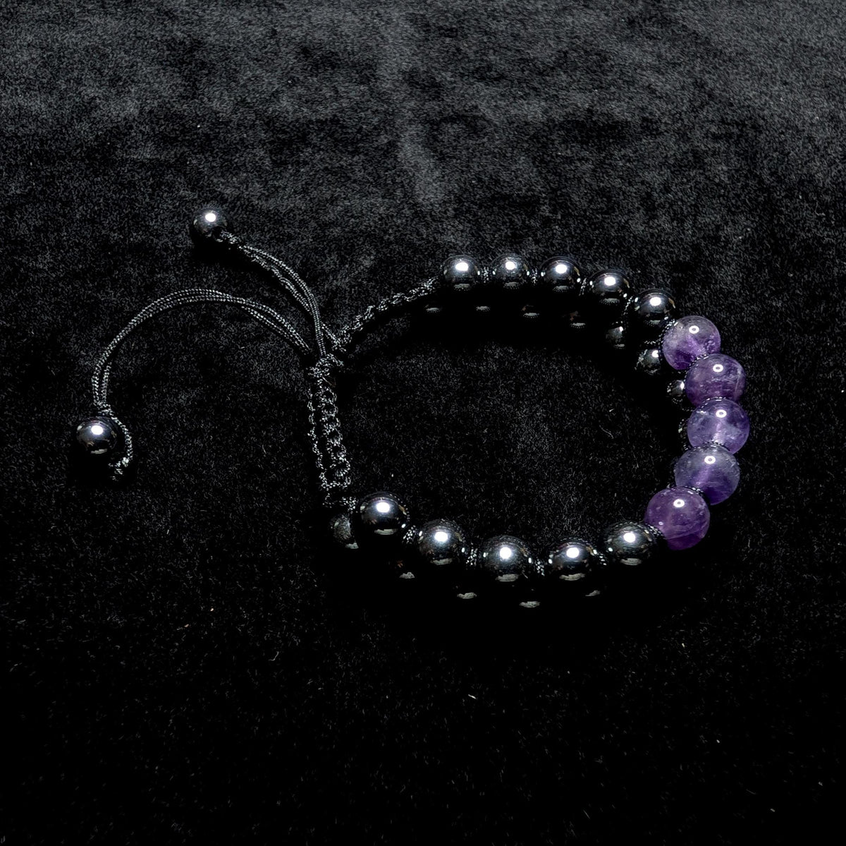 Amethyst hematite double row bracelet