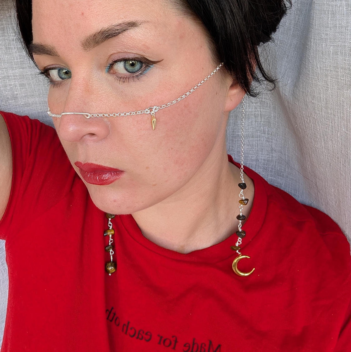 Celestial tiger eye face chain