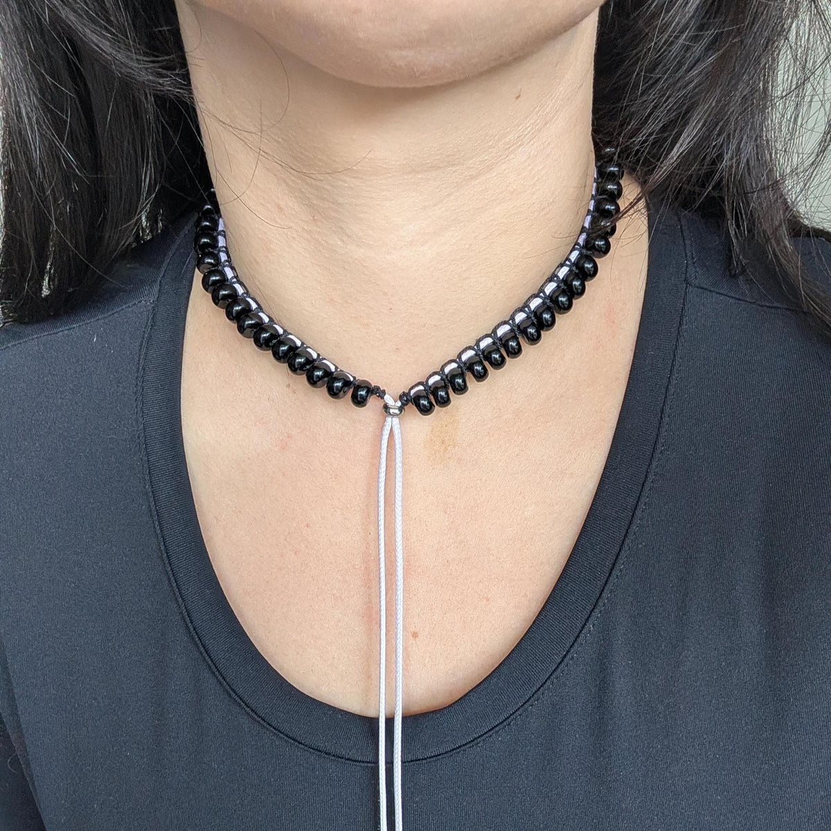 Black onyx choker necklace