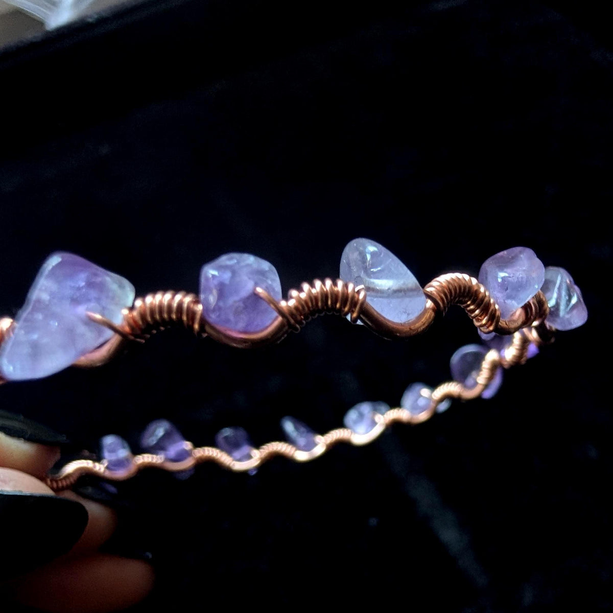 Custom copper crystal chip bracelet
