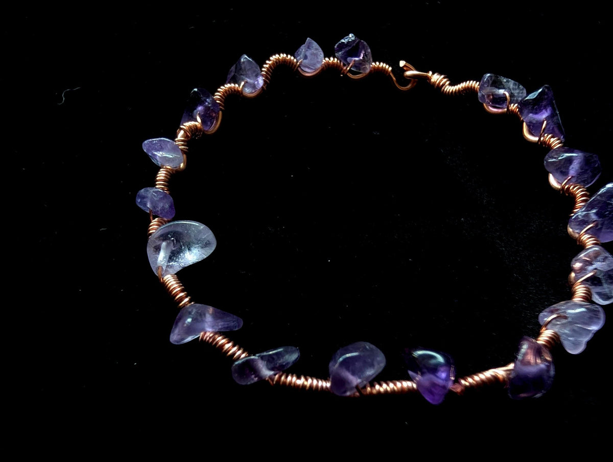 Custom copper crystal chip bracelet