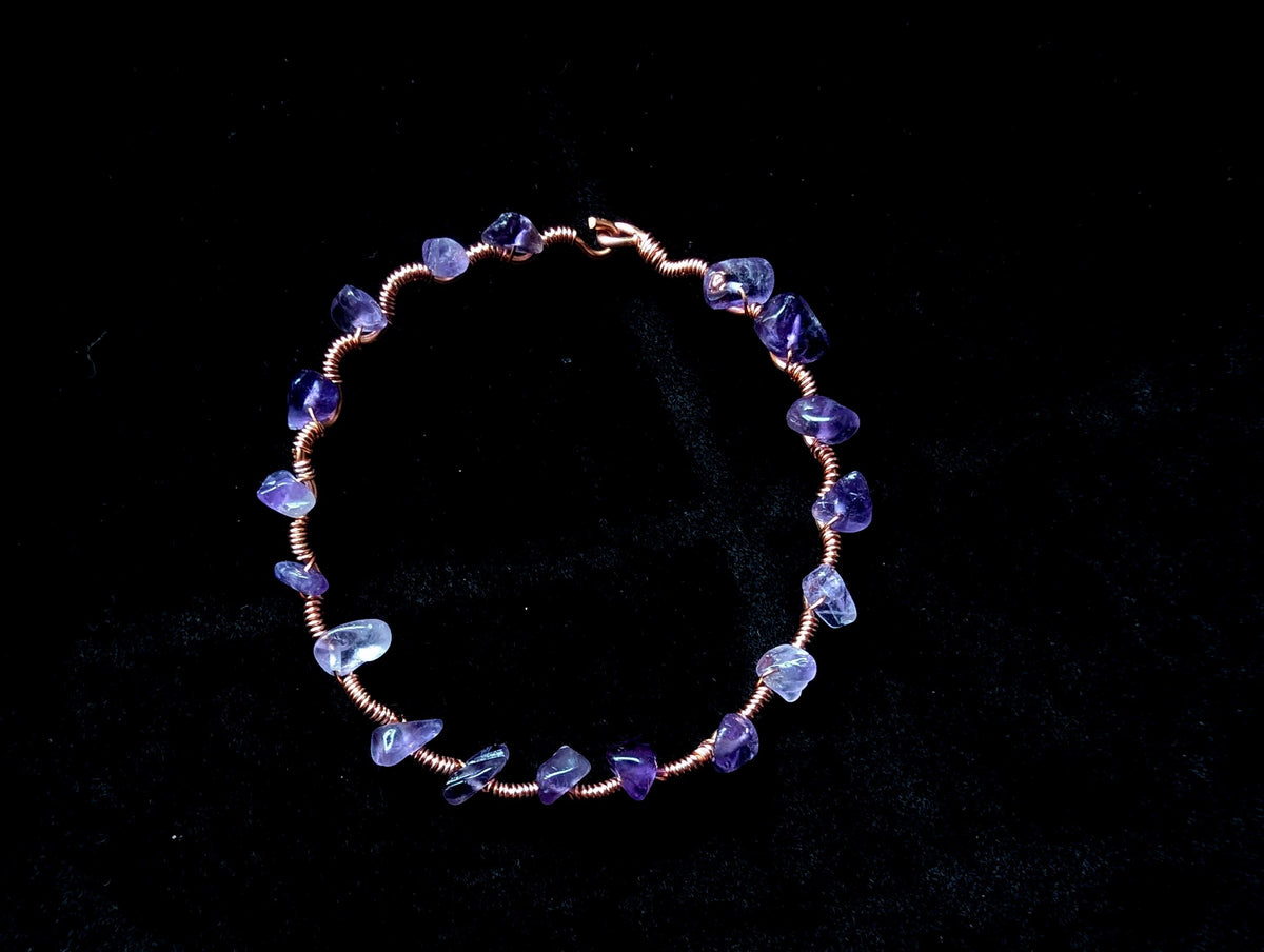 Custom copper crystal chip bracelet